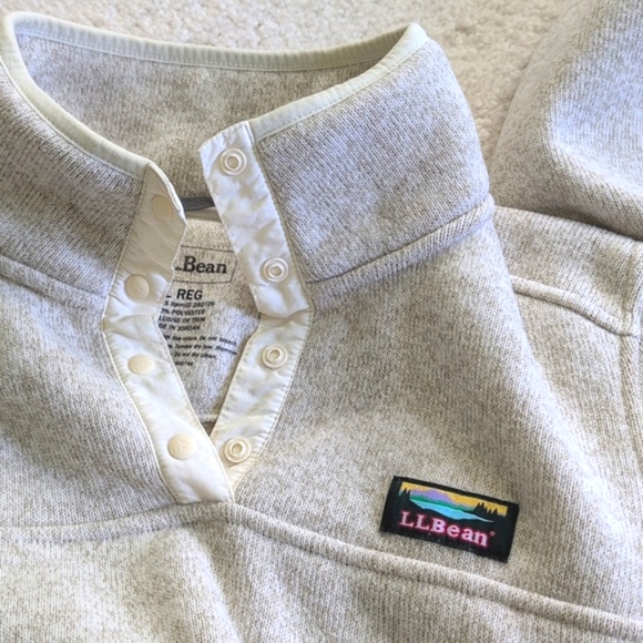 TODAY ONLY! L.L. Bean Sweater Fleece Pullover, Size L, Oatmeal - Picture 4 of 13